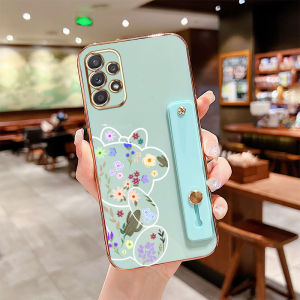 VRQR Cute Bear Phone Case with Same Color Bracket for Samsung Galaxy A52S 5G A32 A52 A72 A82 4G 5G A23 A33 A53 A73 4G 5G Casing Shockproof Camera Protector Soft Silicon Back Cover