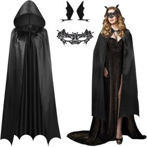 LIEYH ปิ่นปักผม ผ้าคลุมผีสำหรับผู้หญิง ป้องกัน หลวม ชุดคอสเพลย์ฮาโลวีน ตลก ของตกแต่งงานปาร์ตี้ ชุดฮาโลวีนพร้อมหมวก คอสเพลย์