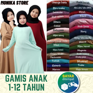 Baju Gamis Anak Usia 1- 12 Tahun Dress Anak Jersey Polos