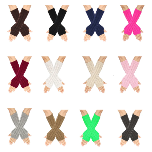 2pack Womens Knitted Arm Warmers Half Fingerless Sleeves Soft Arm Sleeves for Autumn and Spring