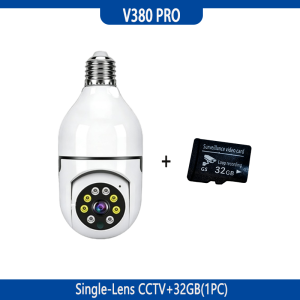 V380 Pro bulb camera WiFi connection 8 million high-definition dual lens closed-circuit television security camera night vision two-way audio intelligent alarm automatic tracking wireless indoor and outdoor IP security camera