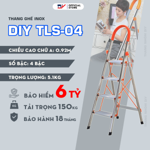 Thang ghế inox gia đình DIY 4 bậc - 7 bậc cao 92cm - 1.68cm