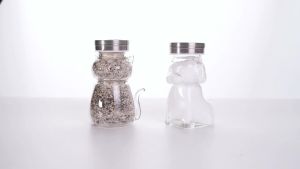 Funny Salt and Pepper Glass BottleCute Animal Cat & Dog Salt and Pepper Shaker Containers with Stainless Steel Lids for Kitchen Cooking BBQ Bar Camping Gift(cat 1pc)