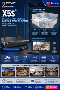 EZVIZ Wireless Network Video Recorder with HDMI & VGA Outputs (X5S 8W) Reliable Easy Storage for Your Security System
