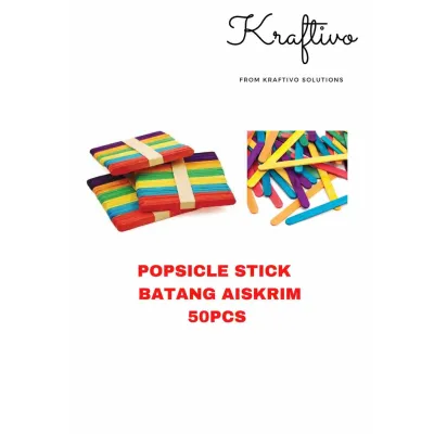 [ FC-1203 ] 50S BATANG AISKRIM BERWARNA / POPSICLE COLOUR ICE CREAM STICK/ DIY ART & CRAFT / PINE WOOD COLOUR STICK