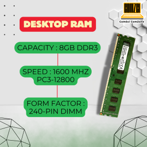 RAM Desktop 8gb DDR3 / 1600MHz (PC3-12800) / KINGSTON มือ 1 - ComSciComZone