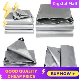 COD [Free Shipping] Silver Waterproof Tarps with Grommets and Reinforced Edges for Car Roof Camping Outdoor Vehicle Cover