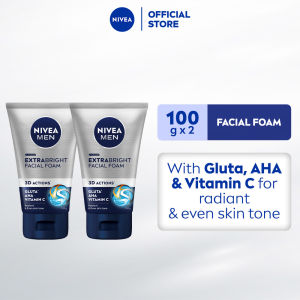 PACK OF 2 NIVEA MEN Facial Wash Extra Bright 10x Effect Foam skincare for men 100g