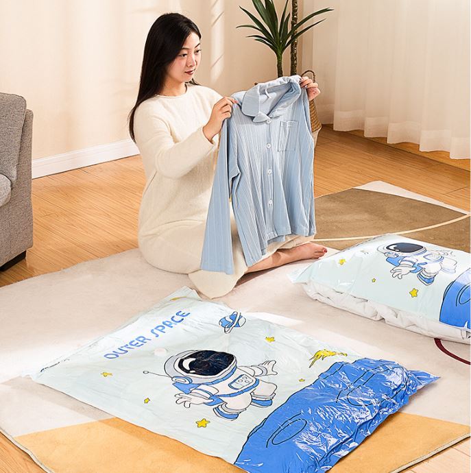 Vacuum Compression Storage Bag, Plastic Organizer For Quilt & Clothes, Travel Luggage Use
_voghion.com