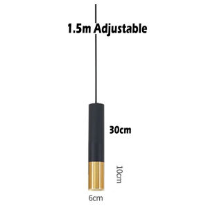 Gold Black Cylindrical Pendant Light LED Aluminum Long Droplight Nordic Living Lamp Room Bedside Chandelier