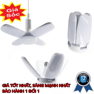 Đèn LED cánh quạt đuôi E27 công suất 28W gồm 4 cánh xếp tùy ý ánh sáng trắng siêu sáng phù hợp với mọi không gian nội ngoại thất