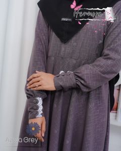 Gamis hermosa wolfis embos motif azwa abu tua-gamis abu tua syari umbrella-gamis lebaran abu terbaru