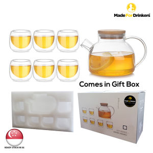 [Made For Drinkers] Teapot Gift Set with 6 double wall tea cups