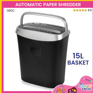 Officom 080C Paper Shredder Machine Automatic 15L Basket Can Sherd Staples 8 Sheets A4 Size (80gsm) Cross Cut 5x38MM