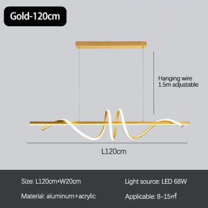 IGDL Bilik makan malis moden Led lampu loket aluum laras gantung lampu emas hitam putih 120CM 100CM candelier untuk Bar restoran pejabat dapur lampu perlawanan