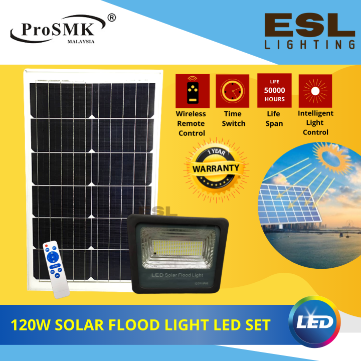 ESL LIGHTING PROMSK LED SET 120Watt Solar Flood Light | Lazada