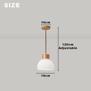 Pendant Light Nordic Wooden Frosted Glass Shade Drop Light E27 Adjustable Height Ceiling Light Elegant Chandelier for Living Dining Room Bedroom Kitchen Bedside Loft Decorative Light