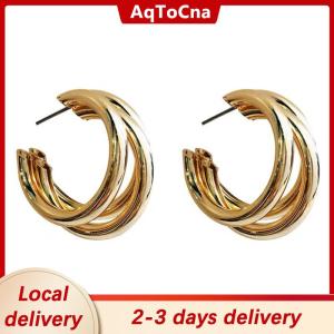 [COD] AqToCna Ship within 24 hours 1Pair Minimal Design Metal Exaggerated Geometric Ear Stud Earrings For Women Girls Fashion Temperament Jewelry Party Simple Accessories