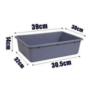 Hotel-Grade PP Plastic Serving Tray | Heavy-Duty Restaurant Dish Basin | Thickened Gray Dish Receptacle