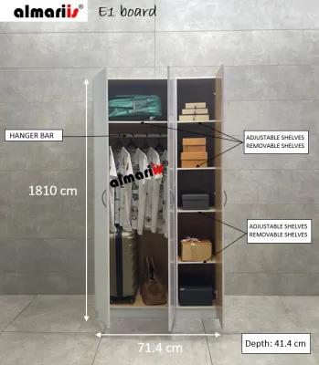 ALMARIIS® (WD31) 3 DOOR 2 TONE WARDROBE / 3 PINTU ALMARI BAJU
