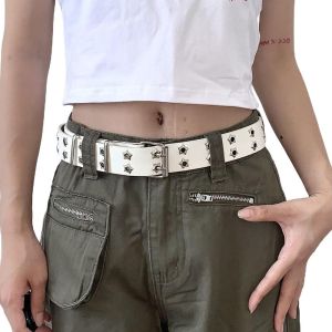 GENENIC Trendy Dresses Star Hole Metal Buckle Wide Side Belt Accessories Double Grommet Hole Women Waistband Korean Waist Belts Waist Strap