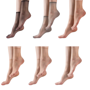 5 Pairs Womens Ultra Thin Sheer Nylon Ankle High Socks with Elastic Cuffs Breathable Invisible Short Socks for Office