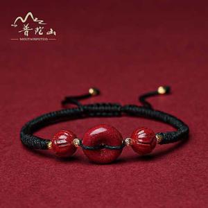 Purple Gold Cinnabar Safety Buckle Bracelet Hand Woven Red String Bracelet for Men Women Charm Adjustable Bangle Year of Birth Anniversary Gift Vintage Couple Jewelry