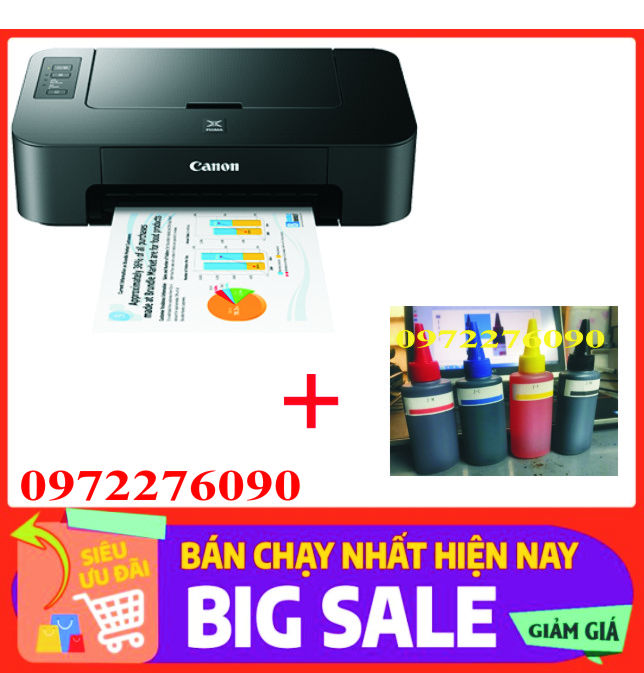 Máy in màu Canon ts207 có kèm 4 chai mực ngoài