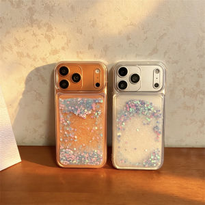 Dynamic Hearts Sequins Quicksand Phone Case for iPhone 17 16 15 Pro Max Simple Liquid Cover Soft Clear Glitter Moving Sand Shell