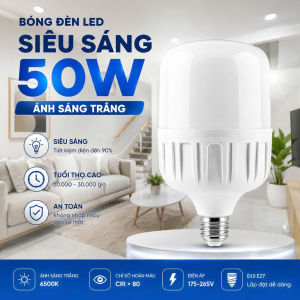 Bóng Đèn LED Siêu Sáng 50W Ánh Sáng Trắng Đui E27 Chiếu Sáng Mạnh - Tuổi Thọ Cao