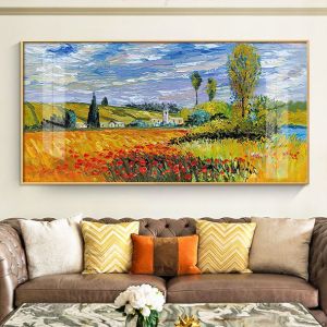 【New Arrival】Big Decor Wall Mural Home Living Room Decoration Metal Frame Haning Binding Painting
