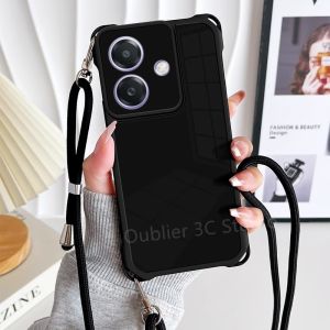 New Casing OPPO A5i A5X A5 Pro 5G 4G Four Corners Drop-proof Fully Wrapped Design Soft Silicone Phone Case with Adjustable Slanting Neck Lanyard Back Strap