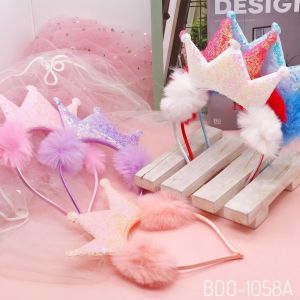 SHARON - BANDO ANAK MAHKOTA POMPOM BANDO ANAK LUCU MODEL MOTIF MAHKOTA HIASAN POMPOM