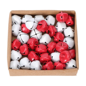 36Pcs Christmas Bells Colored Craft Bells 0.6in Jingle Bells for DIY Wreath Christmas Decorations Red White Mixed Color