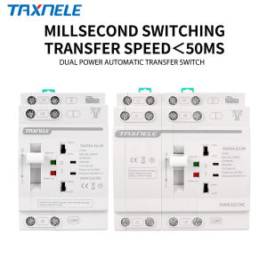 Taxnele Din Rail 63A ATS Dual Power Automatic Transfer Switch Electrical Selector Switches Uninterrupted Power 2P 4P