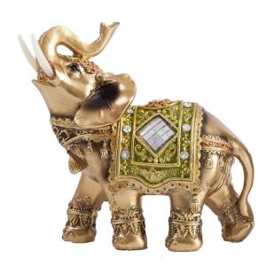 Feng Shui Elephant Sculpture Thai Resin Figurine Golden Elegant Statue Home Decoration Gift Slip Proof For Fortune