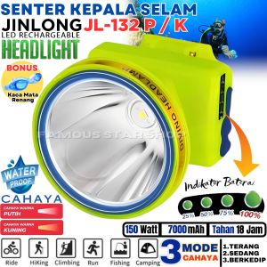 Senter Kepala Selam 250Watt / 150Watt JINLONG JL-232 / JL-132 Cahaya Putih / Cahaya Kuning Super Terang - Senter Kepala Selam LED Jin Long JL-232P / JL-232K / JL-132P / JL-132K 250W / 150W - Cahaya Terang untuk Penyelaman dan Kegiatan Luar ~FSS