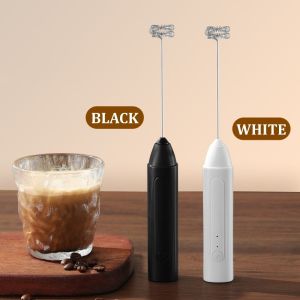 Electric Milk Frother Handheld Whisk Mixer Rechargeable Type C 3 Speed Coffee Latte Egg Foam