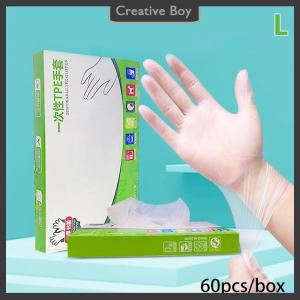[Creative] 60pcs box Latex Free Gloves TPE Disposable Gloves Transparent Non-Slip Acid Work Safety Food Grade Household Cleaning Gloves