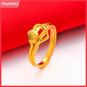 Heabety Mạ Vàng May Mắn Vòng Mở Có Thể Điều Chỉnh Thời Trang Đơn Giản Chuyển Vòng Cho Phụ Nữ Tất Cả Các Trận Đấu Ngón Tay Sang Trọng Phụ Kiện