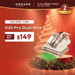 【NEW】Dreame D20 Pro Dust Mite Vacuum | 55°C Heating | Hot Air Dehumidification | High Frequency Flapping | 99.9% UV Lights