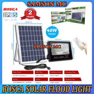 BOSCA 5 Year Warranty 40W Heavy Duty Solar Led Outdoor Flood Light Street Lamp IP65 Waterproof With Remote BOSCA-S01-40W