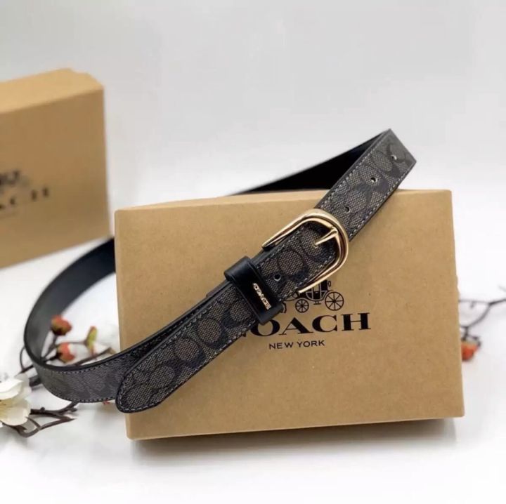 Coach - Women's Signature Buckle Belt Size SMALL Brown/Black NEW