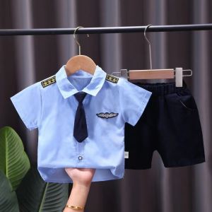 0-5 tahun kaos bayi laki laki Musim panas cowok kemeja katun  imut cewek baju anak perempuan jas setelan