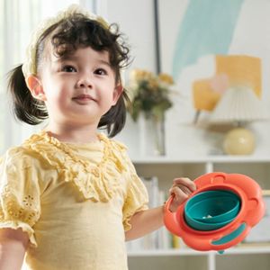 BWNTIX อย่าเท ชามหมุนสำหรับเด็ก การหมุน360 ° ป้องกันการตก ชามปรับสมดุล ของใหม่ ป้องกันน้ำร้อนลวก ชามสำหรับเด็ก ชามกินอาหาร