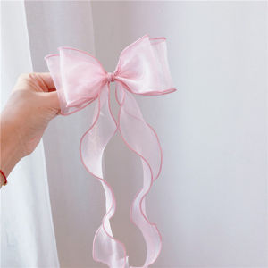 Luckin Mart Korean Girls Bow Hair Accessories INS Style Big Bow Knotted Hair Clip Chiffon Ribbon Bowknot Braided Hair Ponytail