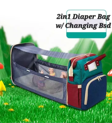 Mambo 2in1 Crib And Diaper Bag Mommy Baby Bag Baby Travel Bed and Diaper Bag Portable Baby Foldable Baby Crib Bed Diaper Bag Backpack with Changing Bed