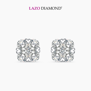 LAZO DIAMOND Love Mark Clover Illusion Diamond Stud Earring in 9k White gold