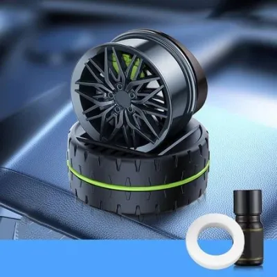 [Ready Stock] Penyebar Kereta Berkuasa Suria dengan Pembersih Berputar Bentuk Roda Roda Simulasi Solar Tire Aromatherapy