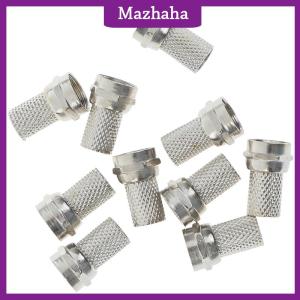 Mazhaha 10Pcs 75-5 F Connector Screw On Type For RG6 Satellite TV Antenna Coax Cable